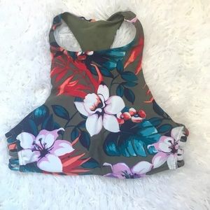 Hollister Green Racerback Bikini Top Tropical